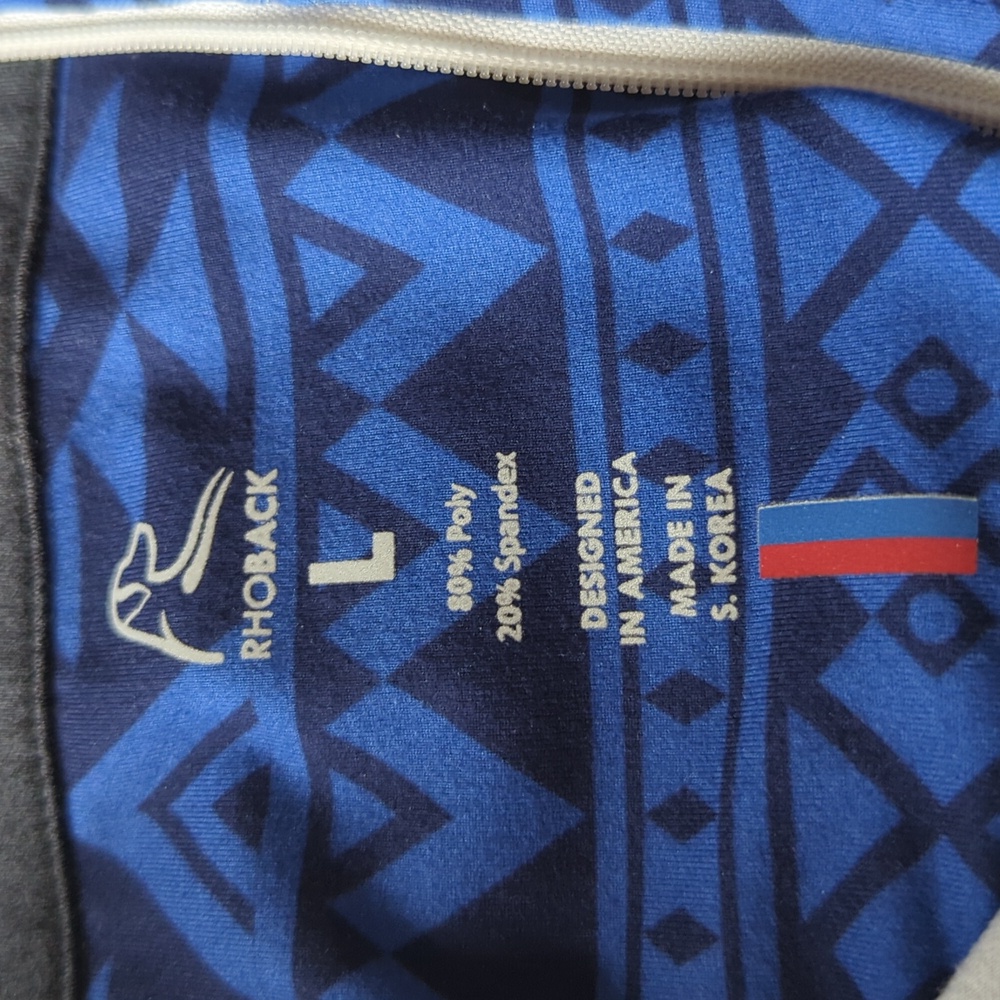 Rhoback Men's Performance Q-Zip Blue Geometric Pullover - Picture 2 of 5